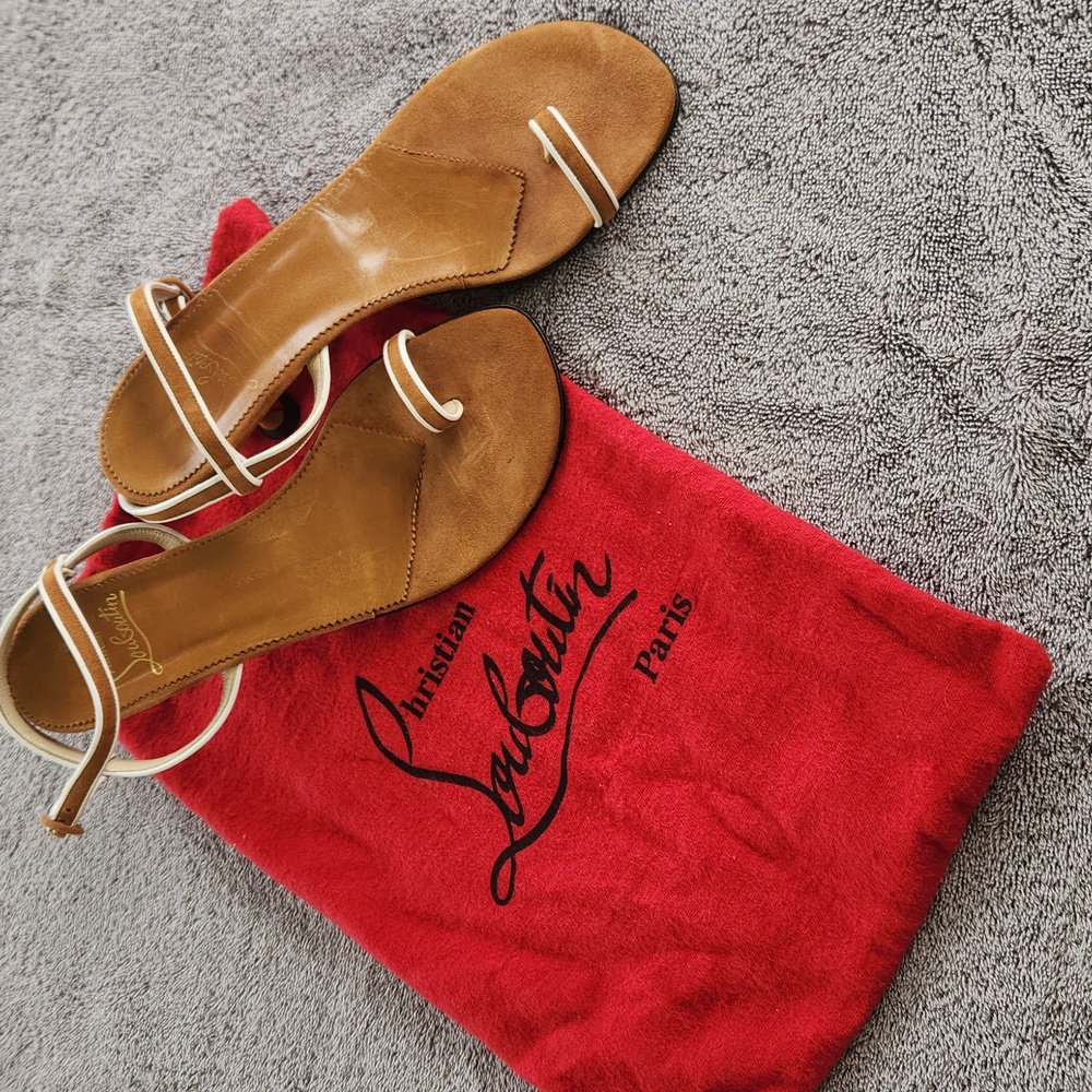 Christian Louboutin Caramel Strappy Sandals, Worn Once, Very Clean